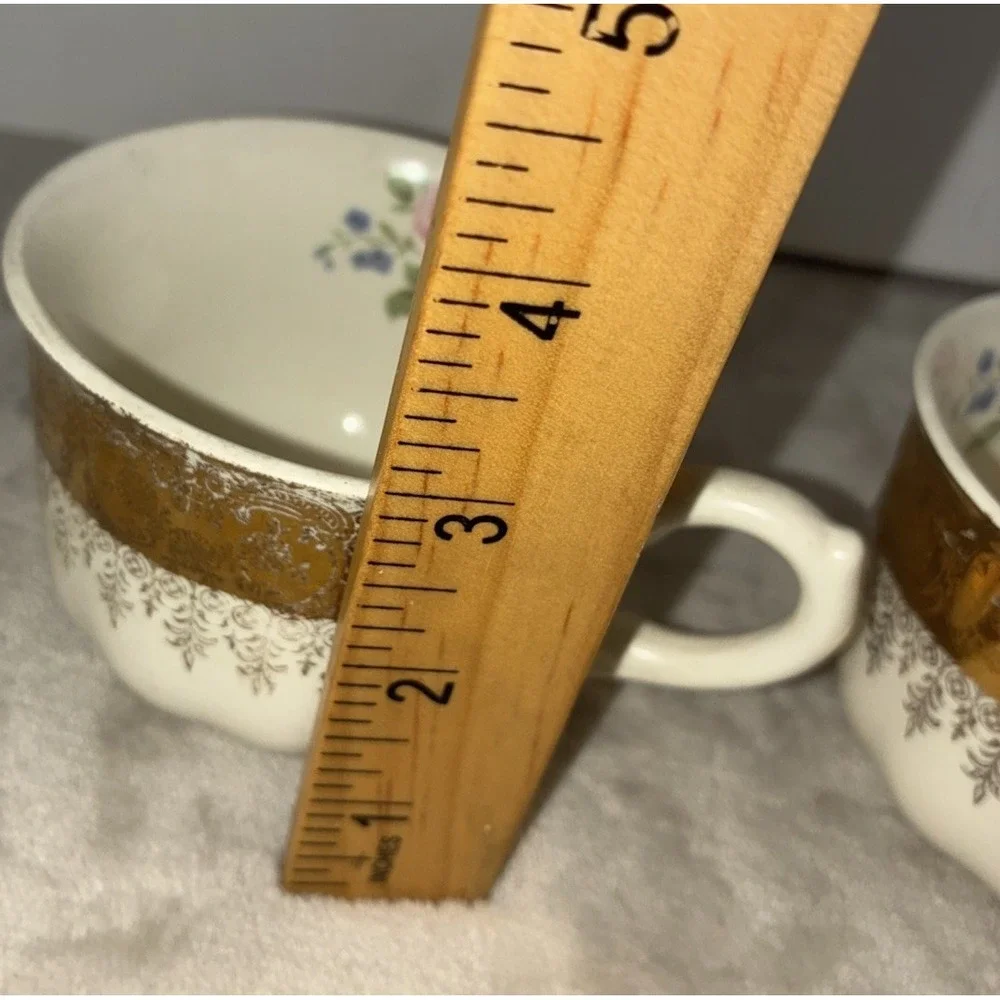 Vintage Vogue Gold Filigree Teacup White Floral 22k Gold Homer Laughlin Lot Of 3